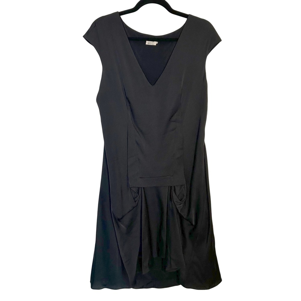 Leon Max Limited‎ Edition Large Black Silk Blend Dress V-Neck Origami Cocktail